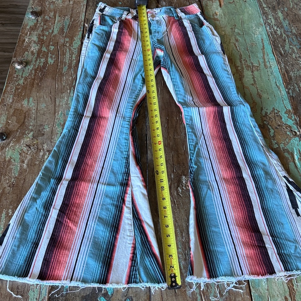 Vibrant Striped Flare Jeans - Picture 3 of 9